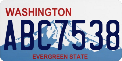 WA license plate ABC7538