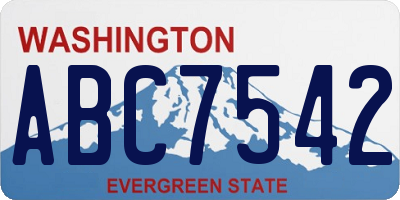 WA license plate ABC7542