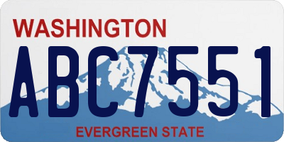 WA license plate ABC7551