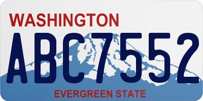 WA license plate ABC7552