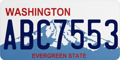 WA license plate ABC7553