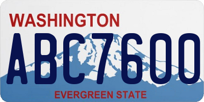 WA license plate ABC7600