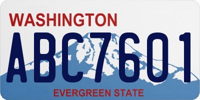 WA license plate ABC7601