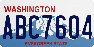 WA license plate ABC7604