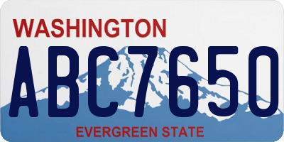 WA license plate ABC7650