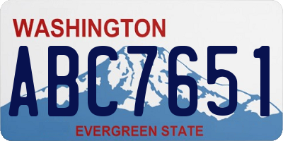 WA license plate ABC7651