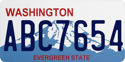 WA license plate ABC7654