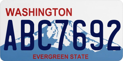 WA license plate ABC7692