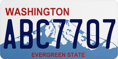 WA license plate ABC7707