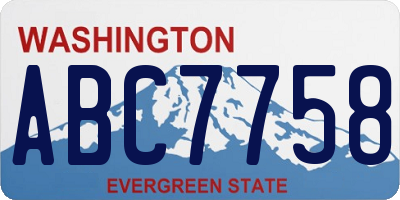 WA license plate ABC7758