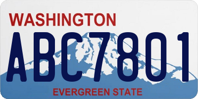 WA license plate ABC7801