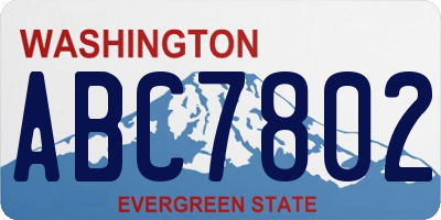 WA license plate ABC7802