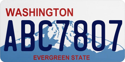 WA license plate ABC7807