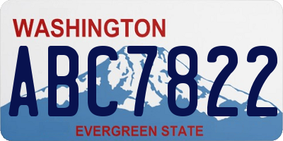 WA license plate ABC7822