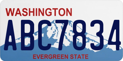 WA license plate ABC7834