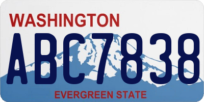 WA license plate ABC7838