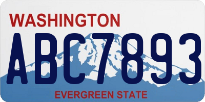WA license plate ABC7893