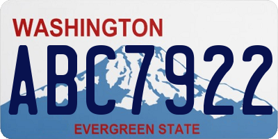 WA license plate ABC7922