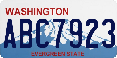 WA license plate ABC7923