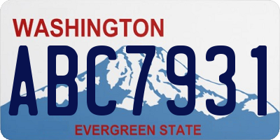 WA license plate ABC7931