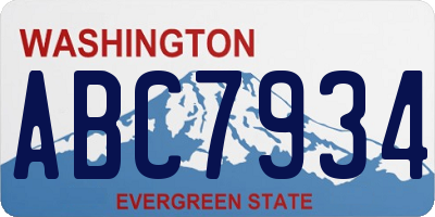 WA license plate ABC7934