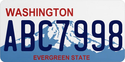WA license plate ABC7998