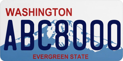 WA license plate ABC8000