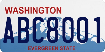 WA license plate ABC8001