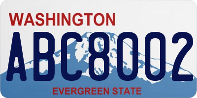 WA license plate ABC8002