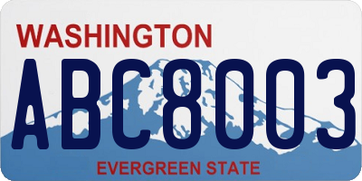 WA license plate ABC8003