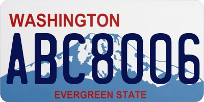 WA license plate ABC8006