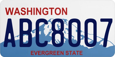 WA license plate ABC8007