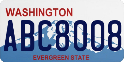 WA license plate ABC8008
