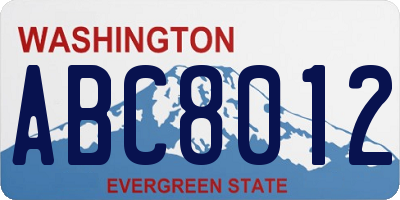WA license plate ABC8012