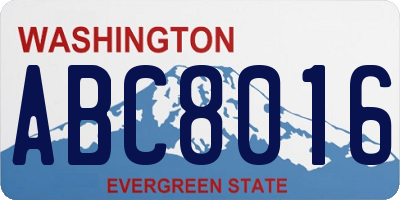 WA license plate ABC8016