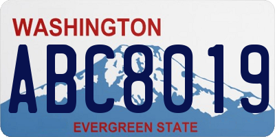 WA license plate ABC8019
