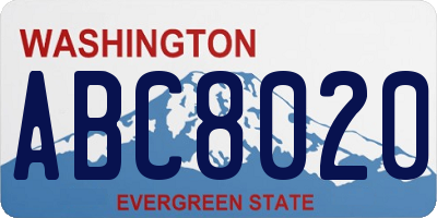 WA license plate ABC8020
