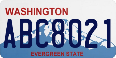 WA license plate ABC8021