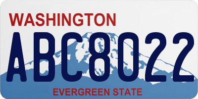 WA license plate ABC8022