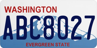 WA license plate ABC8027
