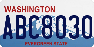 WA license plate ABC8030