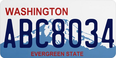 WA license plate ABC8034