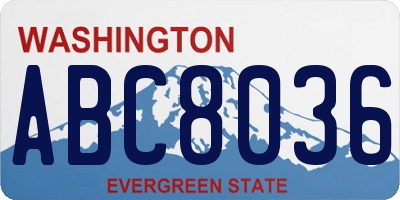 WA license plate ABC8036