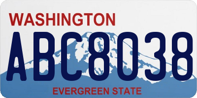 WA license plate ABC8038