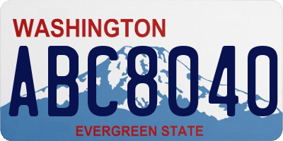 WA license plate ABC8040