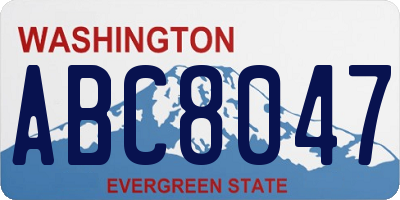 WA license plate ABC8047