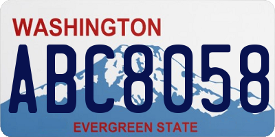 WA license plate ABC8058