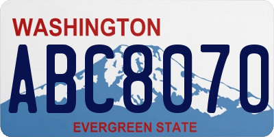 WA license plate ABC8070