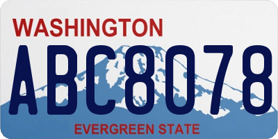 WA license plate ABC8078
