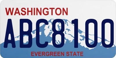 WA license plate ABC8100